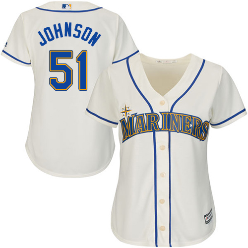 Mariners #51 Randy Johnson Cream Alternate Women's Stitched MLB Jersey